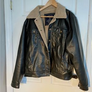US Polo Association Leather Jacket, Medium Brown Men’s